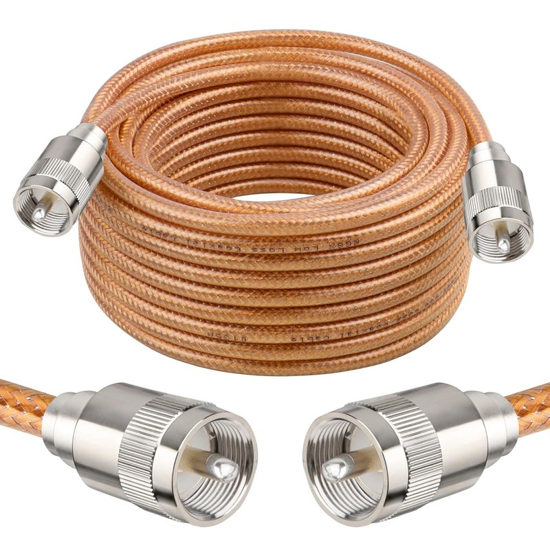 XRDS -RF كابل كوكسيل RG8X بطول 30 قدم مع موصلات UHF ذكر PL259، نواة نحاسية صلبة، درع مضفر، كابل CB لراديو الهواة، راديو HF، وأجهزة الاتصال - Image 1
